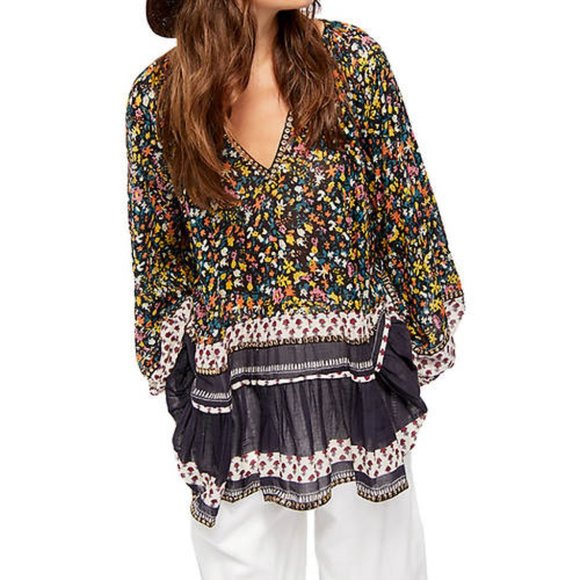 Free People. Gardenia black floral combo. Sz.L - Picture 3 of 4